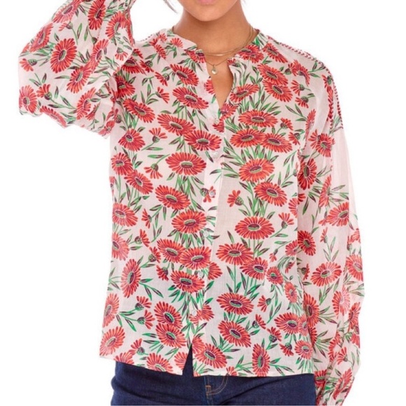 Banjanan Long Sleeve Floral Button Down Top in Dune Daisy Size Large - Picture 1 of 8